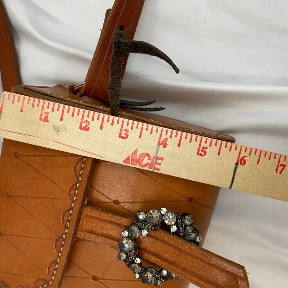 Vintage Genuine Leather Hand Tooled Brown Leather Western Boho Shoulder Purse - Picture 11 of 12